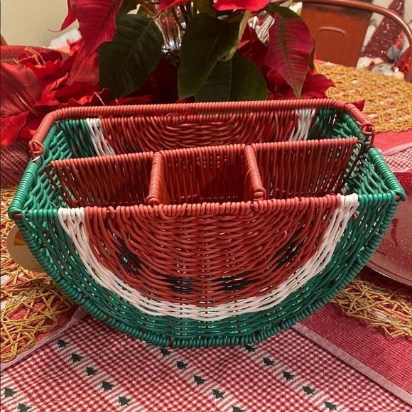 NWT C&C California Red and Green Decorative Watermelon Slice Utensil Caddy - Picture 2 of 6